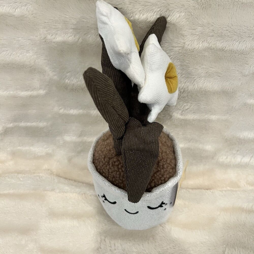 Smoochy Pals Linzy Toys Potted Succulent Plant Plush 9.5" White Flower NWT Pot